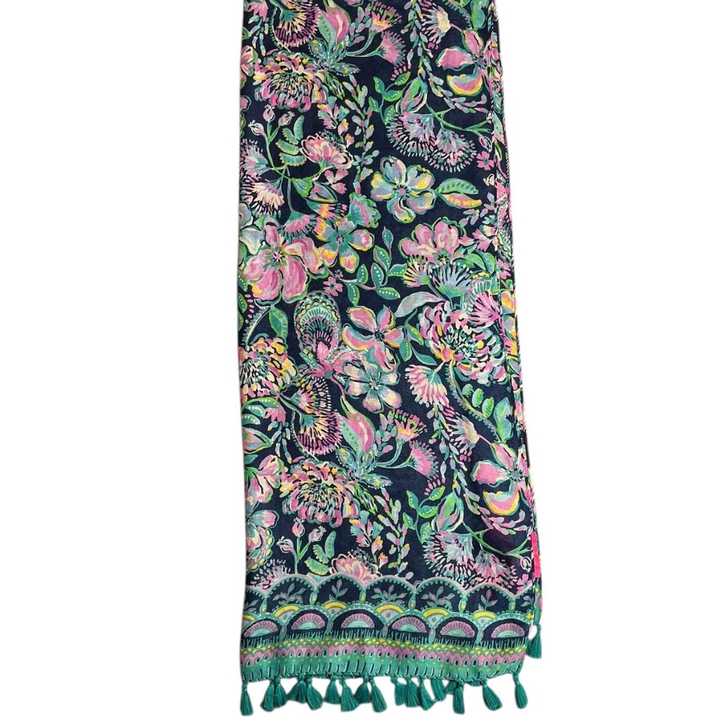 New Lilly Pulitzer Nwt Resort Scarf - High Tide Navy She’s Got Sol Engineered